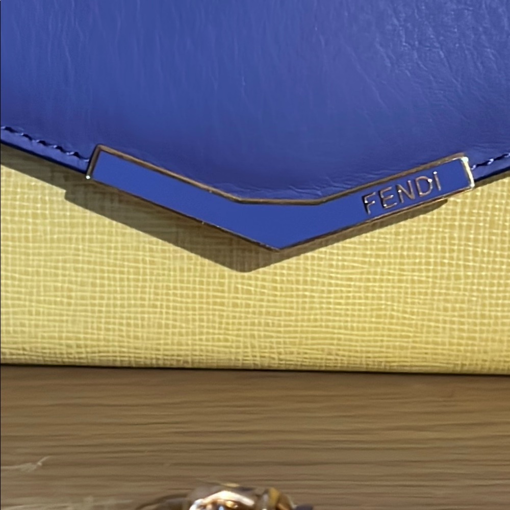 Fendi Blue and Yellow Clutch with Gold Chain - Picture 2 of 4